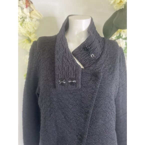 Vintage AMS Pure Women's Black Snap Closure Wool Blend Sweater Jacket Sz 8 Spain - Picture 15 of 16